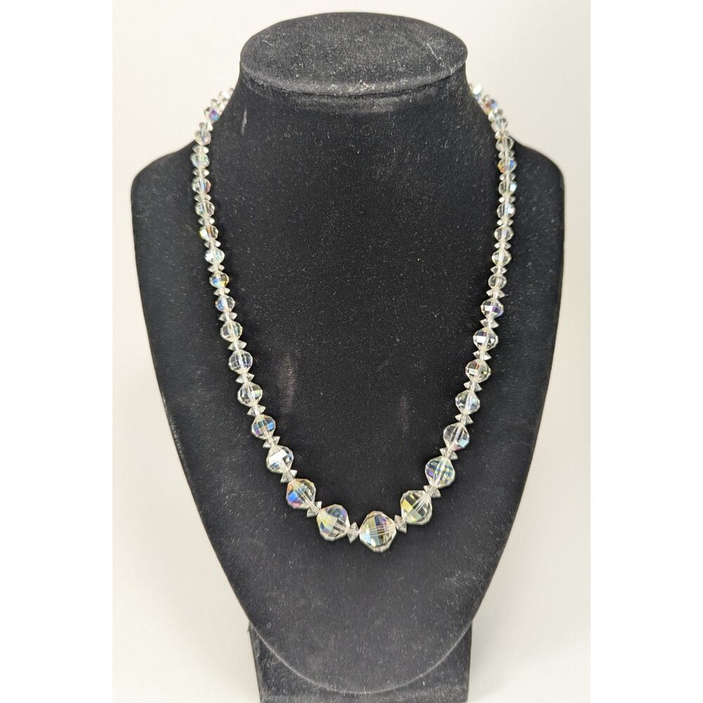 Vintage Aurora Borealis Faceted Acrylic Necklace